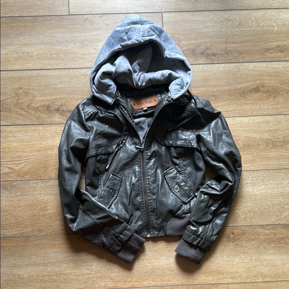 Juniors Gray Hooded Jacket